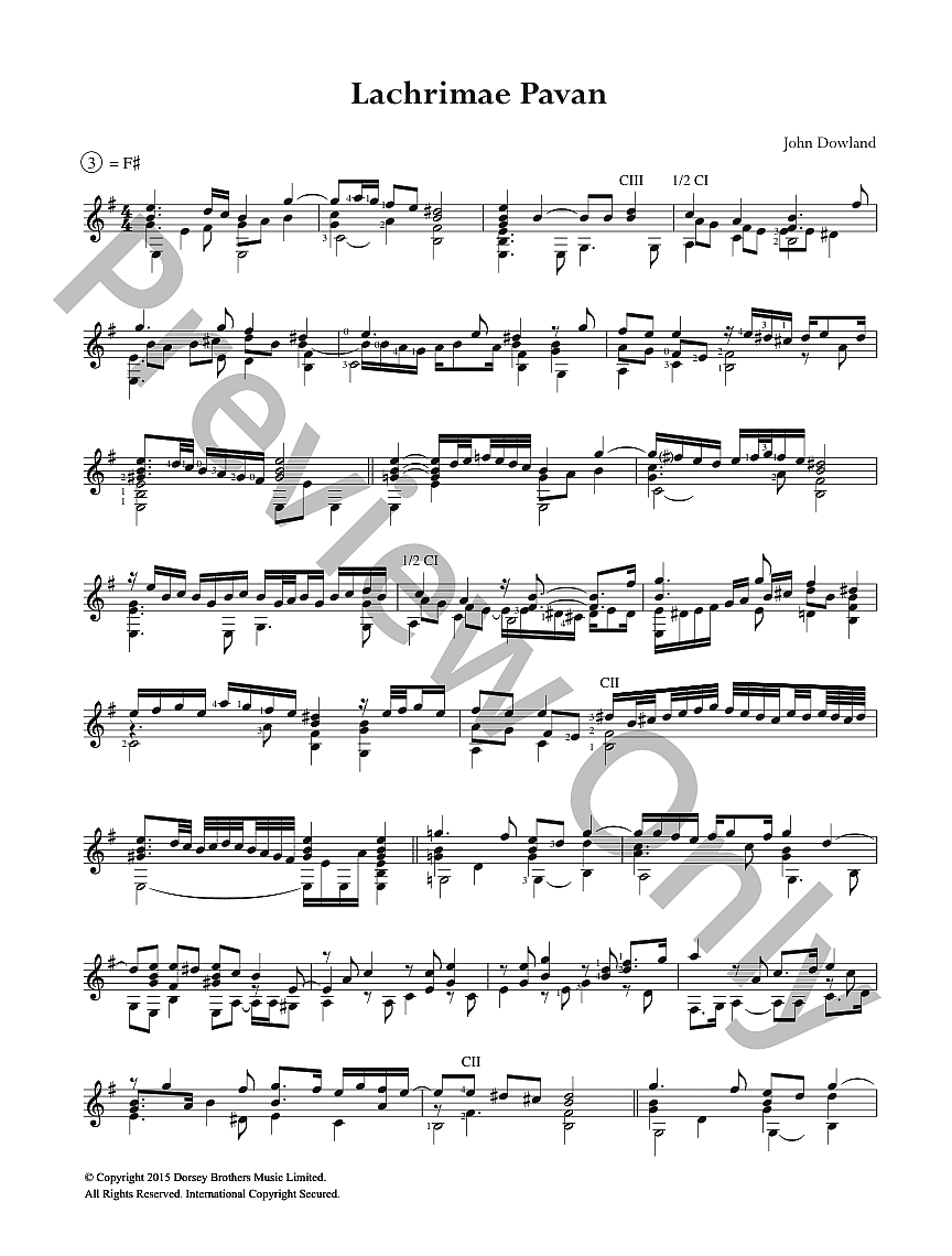 Lachrimae Pavan Guitar/Fretted Sheet Music | J.W. Pepper