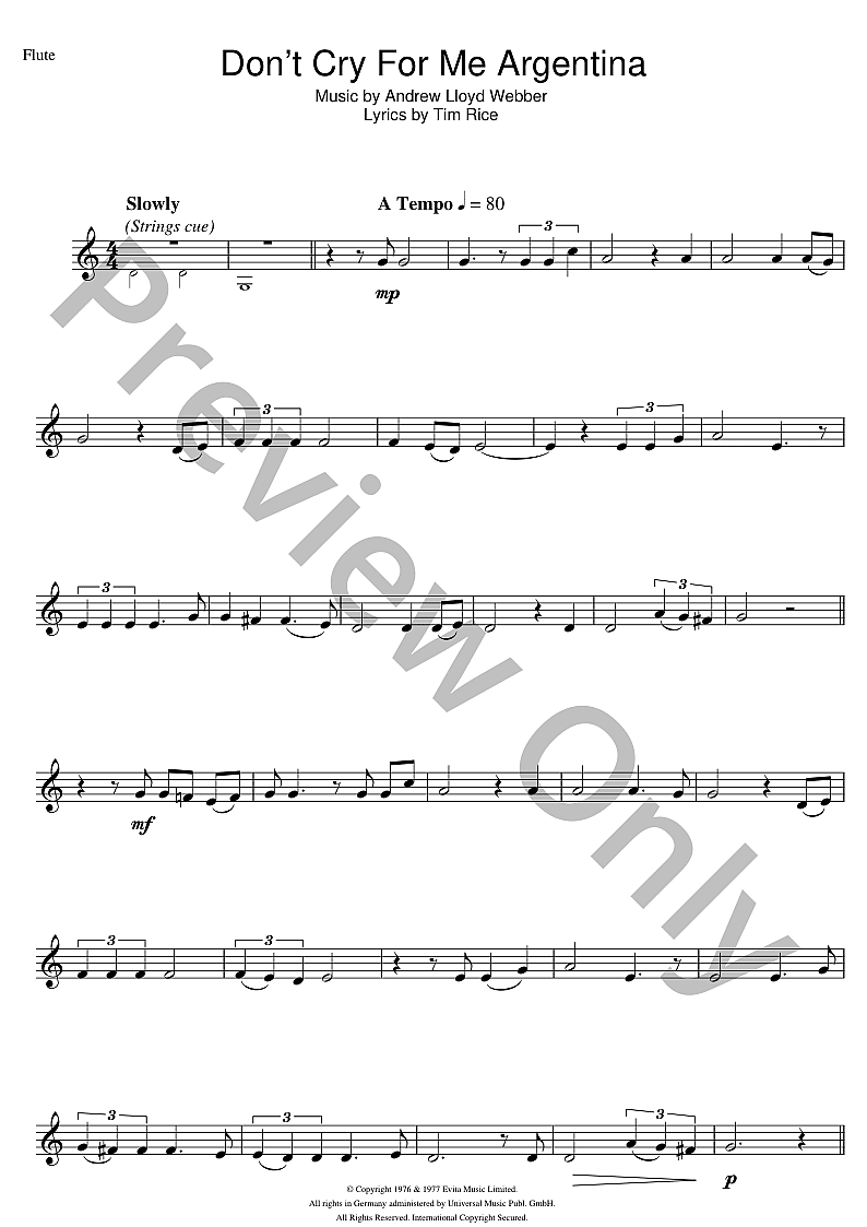 Don't Cry For Me Argentina Sheet Music | J.W. Pepper