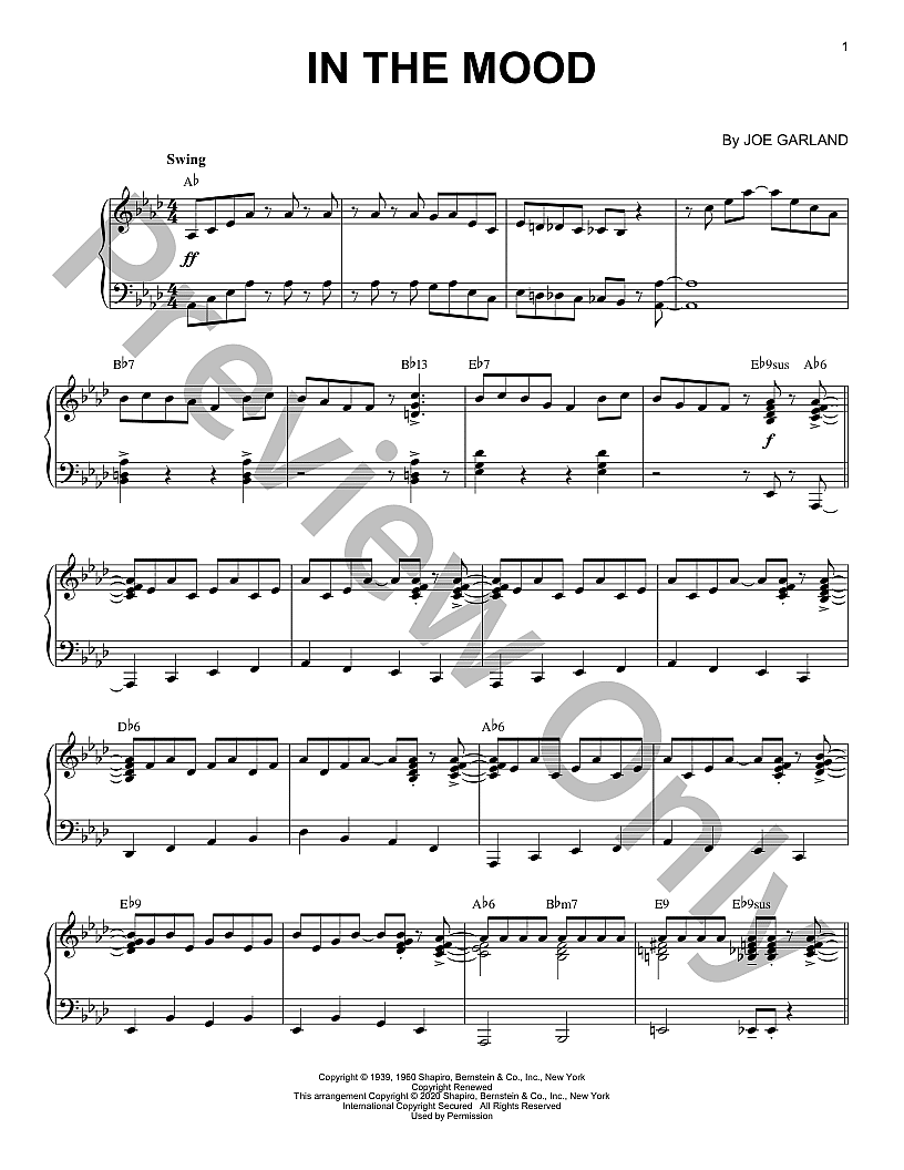 In The Mood (Jazz Version) EPRINT Piano Sheet Music | J.W. Pepper