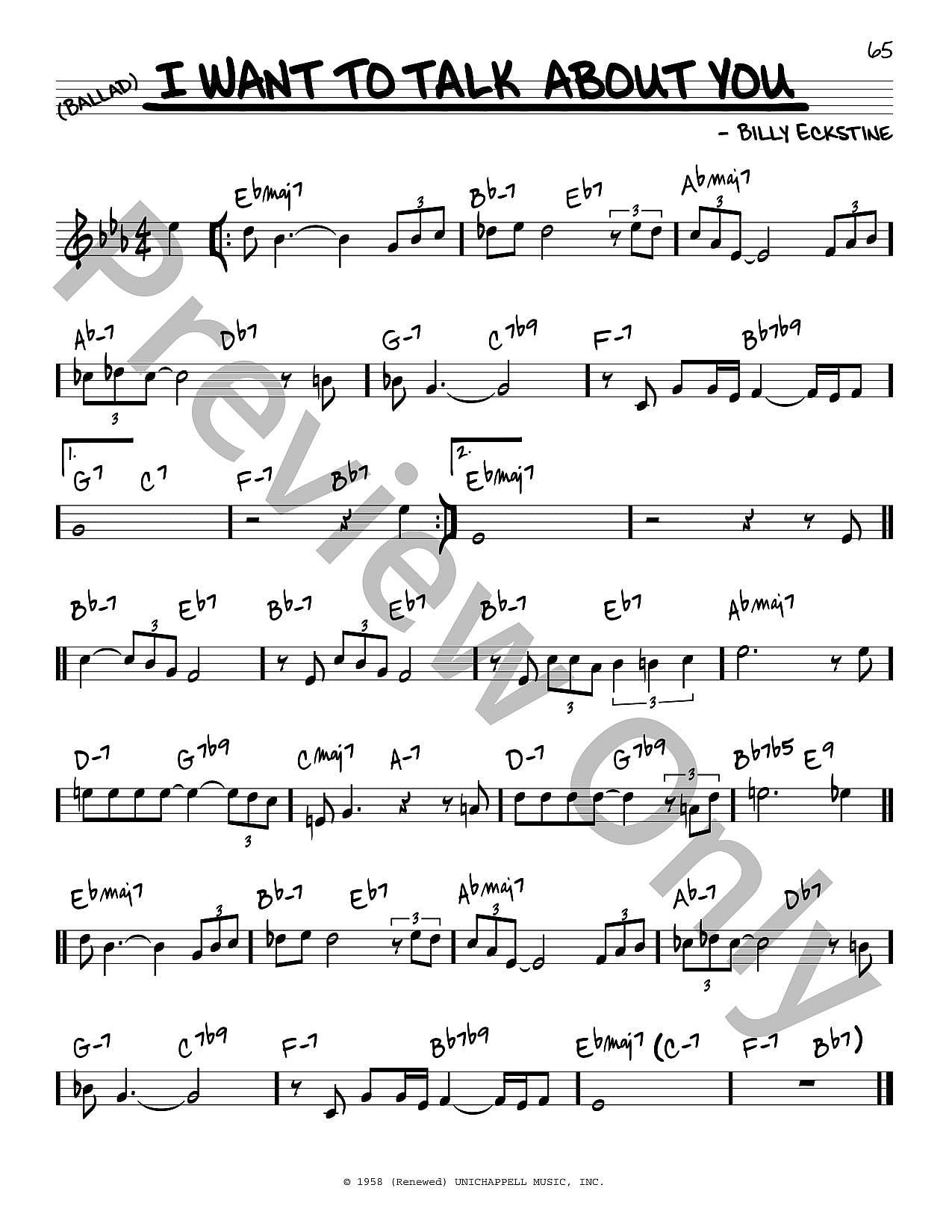 I Want To Talk About You P/V/G Sheet Music | J.W. Pepper