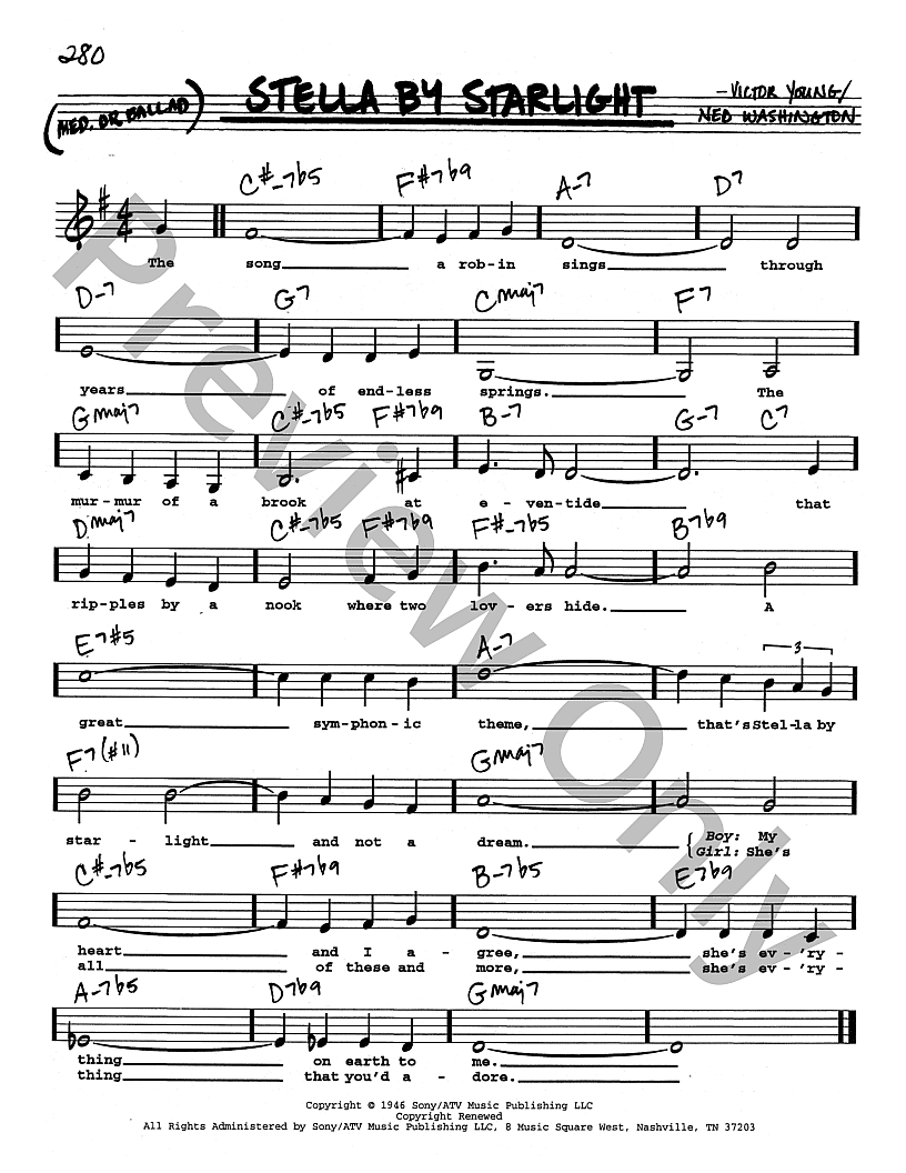 Stella By Starlight P/V/G Sheet Music | J.W. Pepper