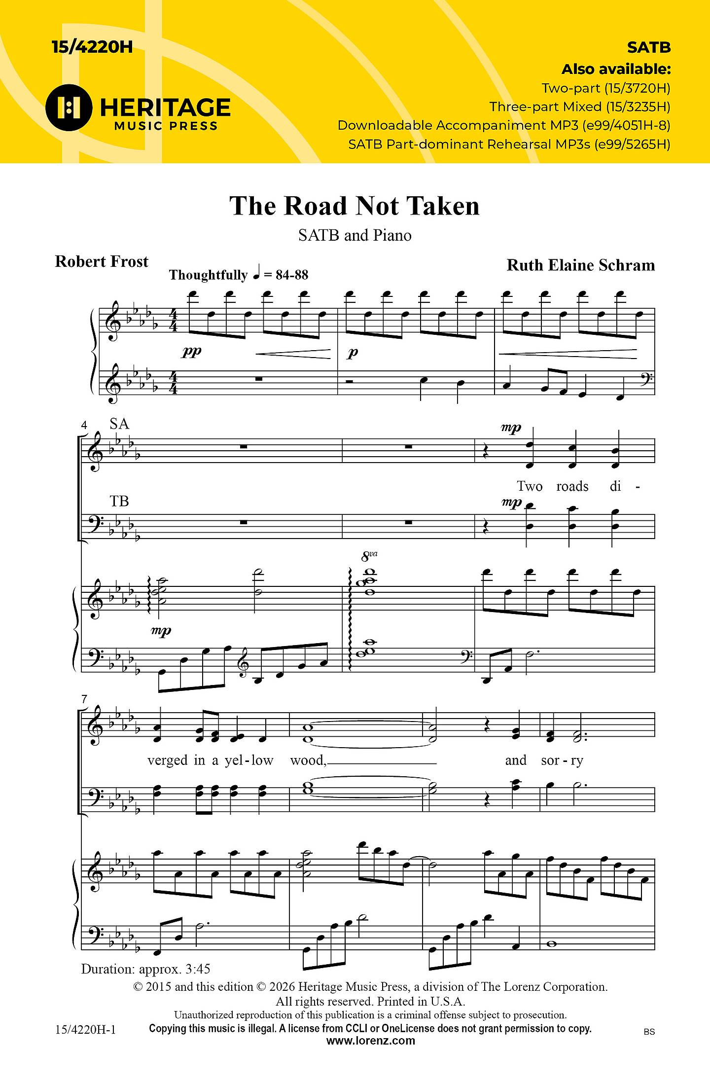 The Road Not Taken Choral Sheet Music | J.W. Pepper