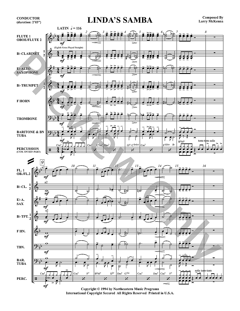 Lindas Samba Concert Band Sheet Music | J.W. Pepper