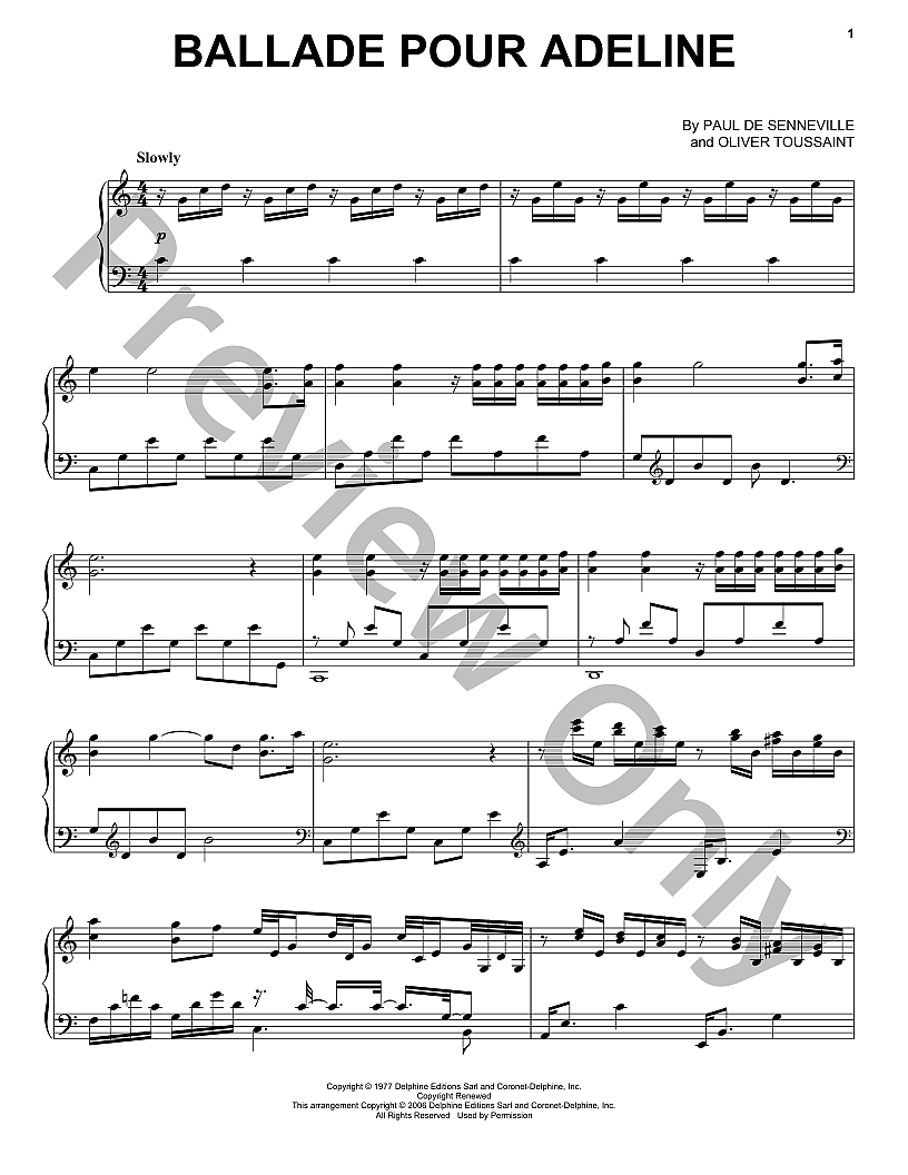 Ballade Pour Adeline Piano Sheet Music | J.W. Pepper