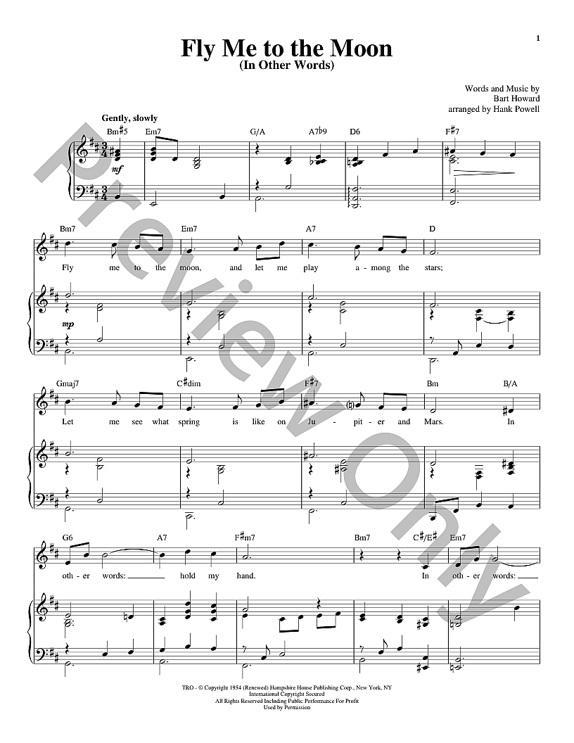 Fly Me to the Moon P/V/G Sheet Music | J.W. Pepper