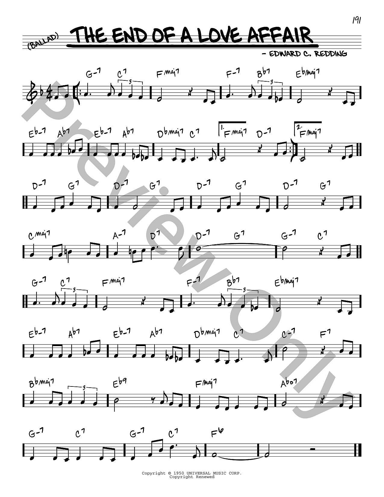 The End of a Love Affair P/V/G Sheet Music | J.W. Pepper
