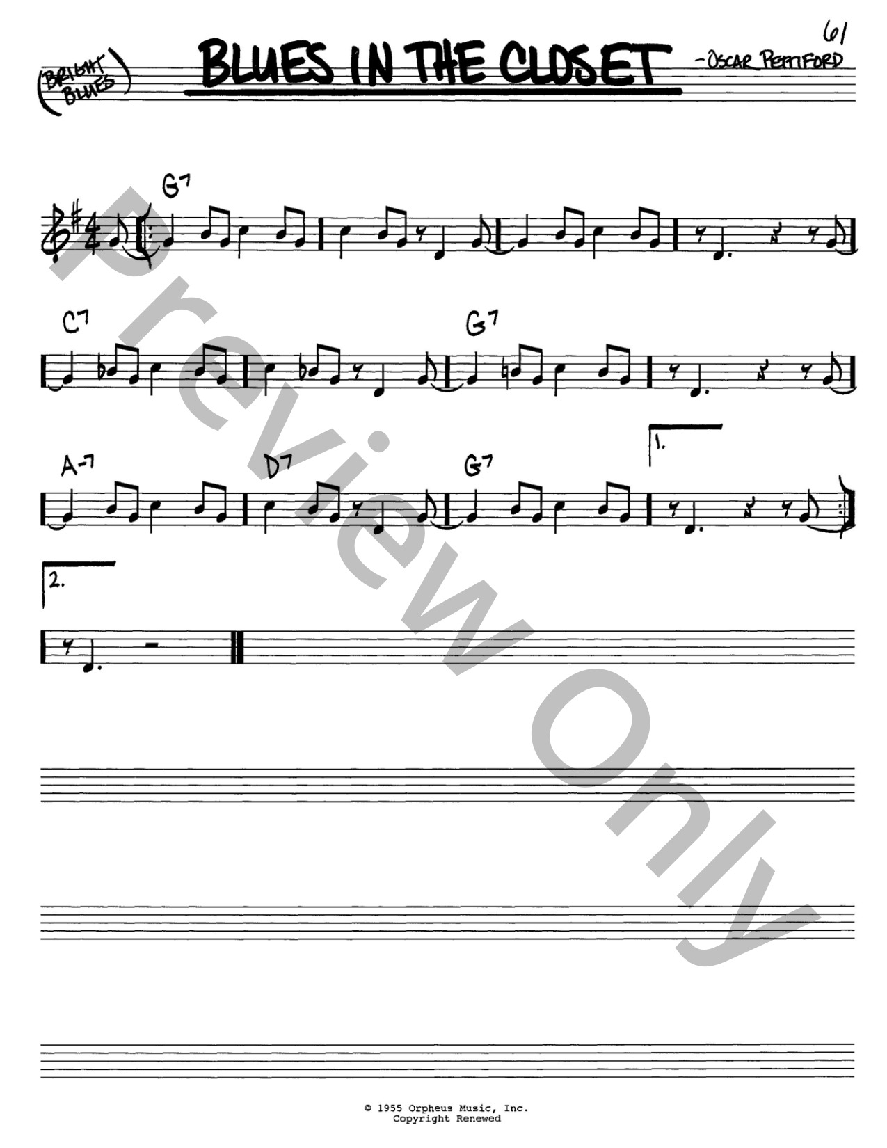 Blues In The Closet P/V/G Sheet Music | J.W. Pepper