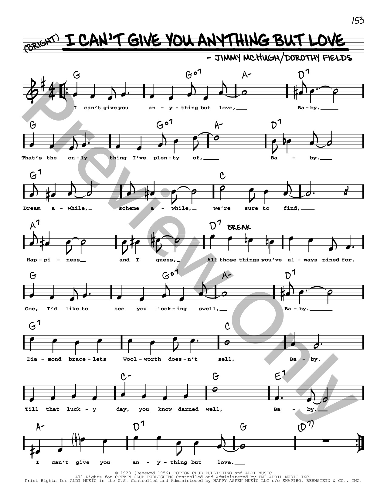 I Can't Give You Anything But Love P/V/G Sheet Music | J.W. Pepper