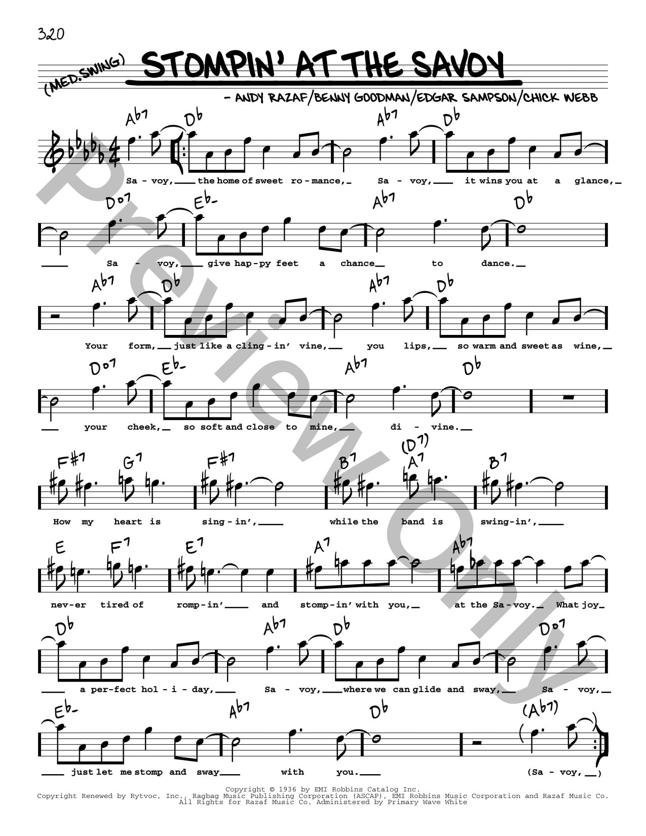 Stompin' At The Savoy P/V/G Sheet Music | J.W. Pepper