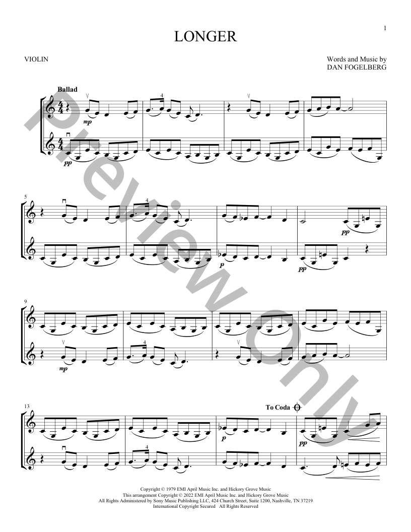 Longer Sheet Music | J.W. Pepper