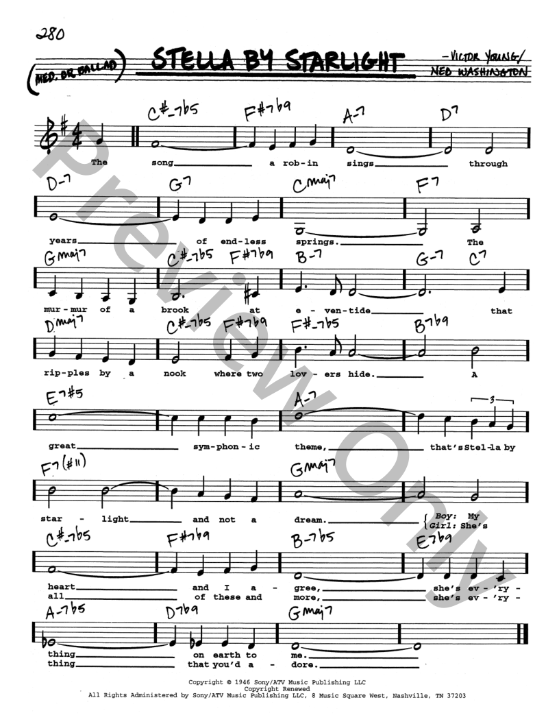 Stella By Starlight P/V/G Sheet Music | J.W. Pepper