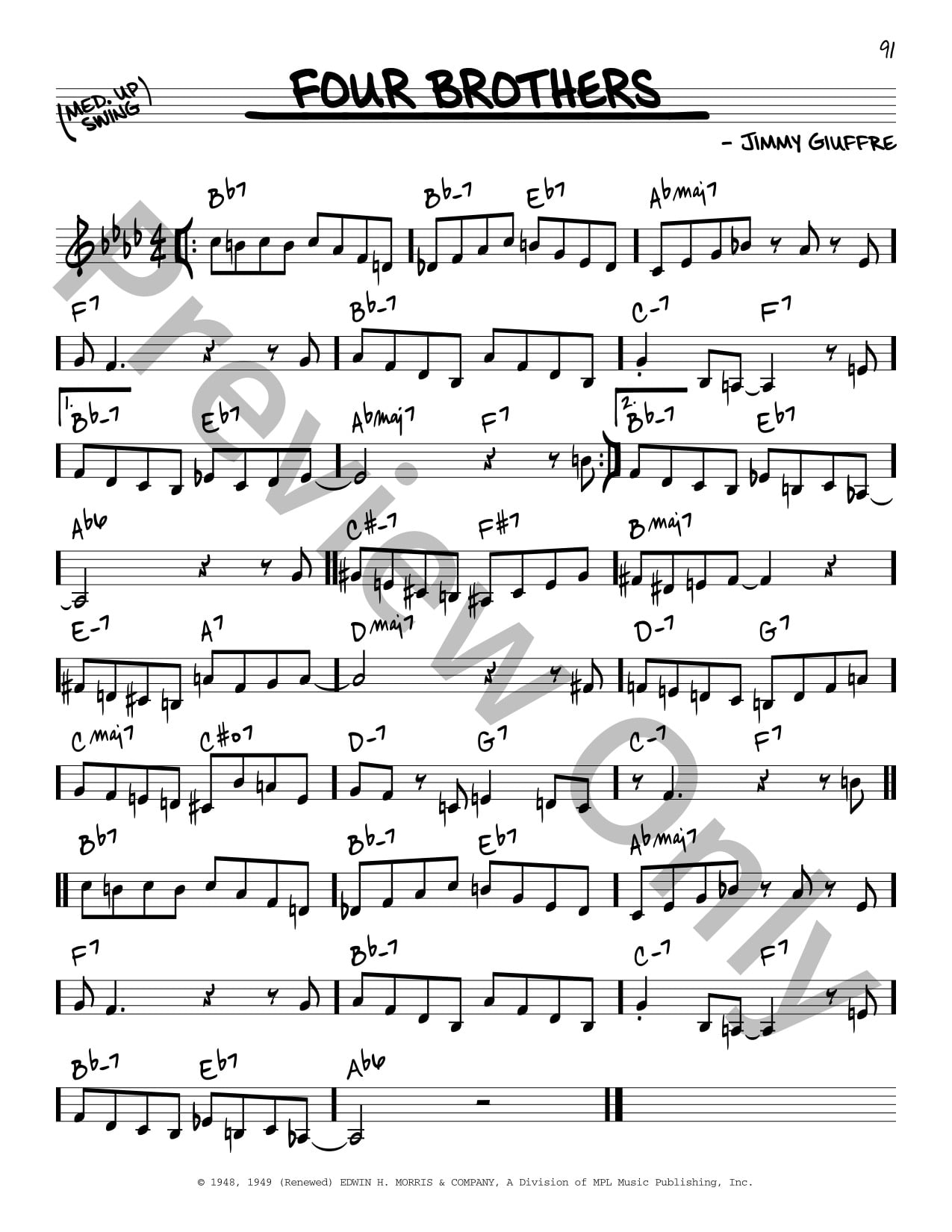 Four Brothers P/V/G Sheet Music | J.W. Pepper